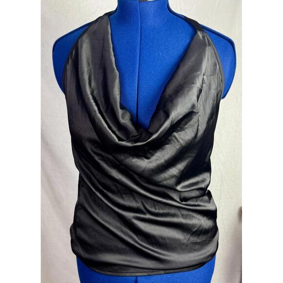 SHEIN Tops - shein black‎ satin halter top draped cowl neck y2k going out club minimalist l